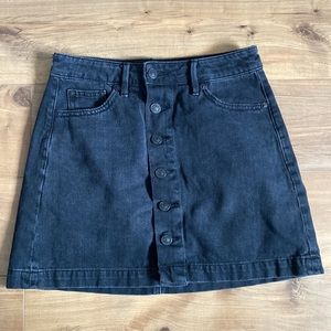 AEO American Eagle Super Hi-Rise A Line Mini Skirt Black Pockets
